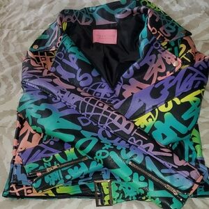 Colorful Graffiti Print Jacket